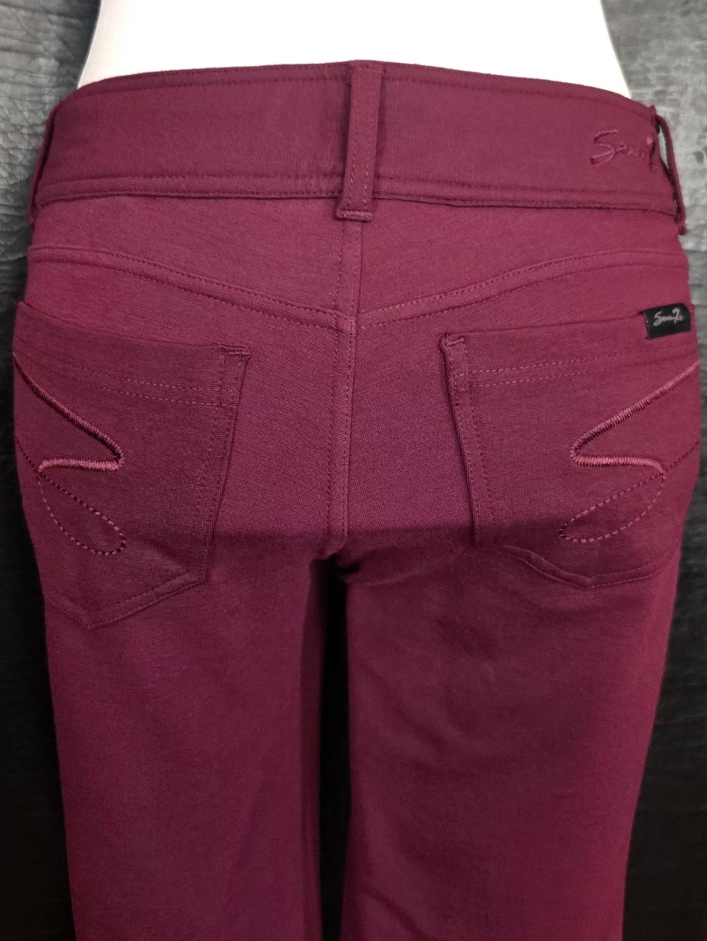 Seven7 Burgundy Skinny Pants Low Rise Stretch Jeans 4P Petite - Picture 10 of 15